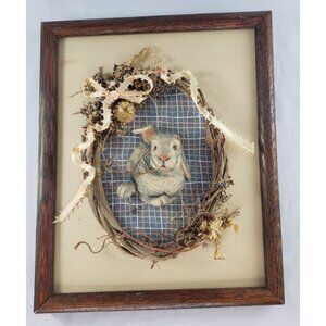Vintage Anna Moncrief Collection Bunny Rabbit Framed 3D Art